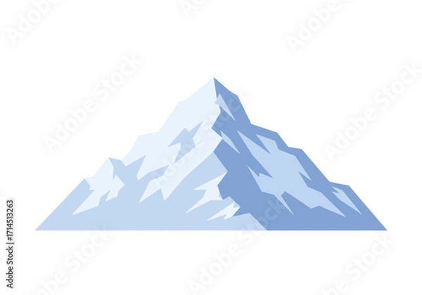 Fototapeta A simplified triangular mountain with varying shades of blue suggesting snow and rock formations