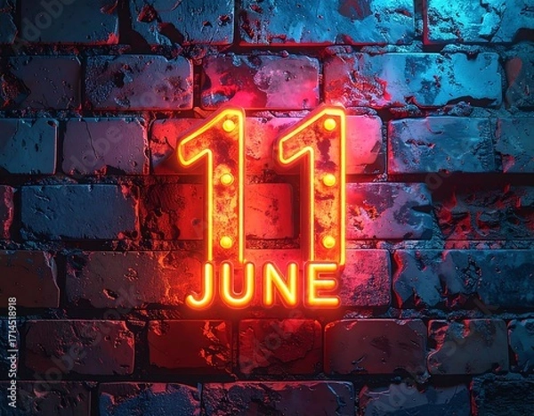 Obraz Neon date on a brick wall