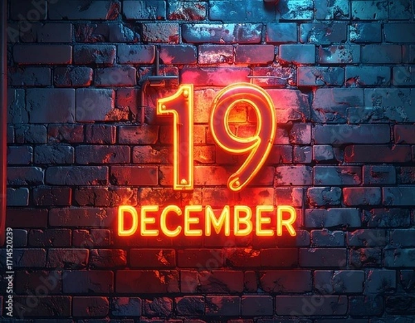 Obraz Neon date on a brick wall (1)