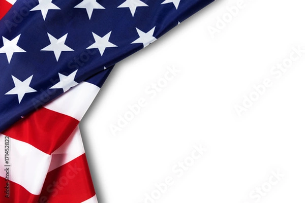 Fototapeta United States of American flag border isolated on white with clipping path
