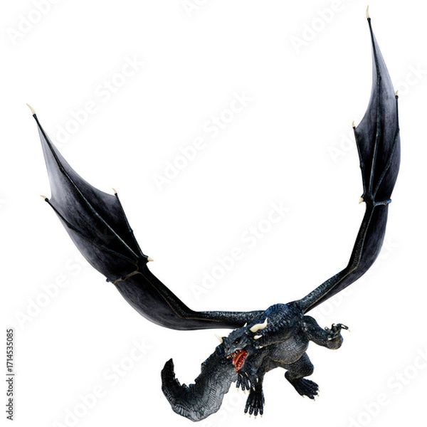 Fototapeta 3D Rendering Fairy Tale Dragon on White
