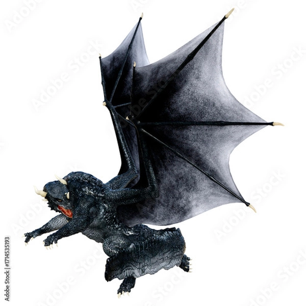 Fototapeta 3D Rendering Fairy Tale Dragon on White