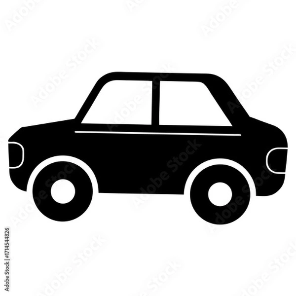 Obraz Simple black and white illustration of a classic passenger car design
