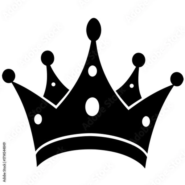 Obraz Simple black and white illustration depicting a regal crown design