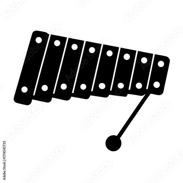Obraz Simple black and white illustration of a musical xylophone with a mallet