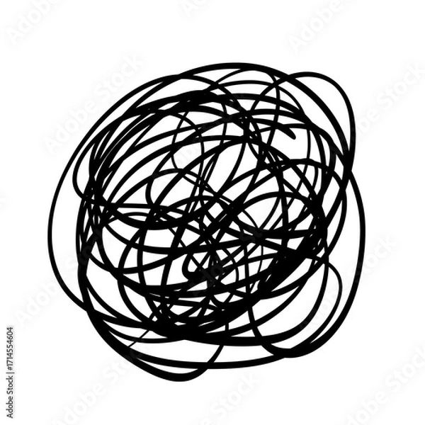 Obraz Chaotic Scribble Abstract tangled lines in a circular shape