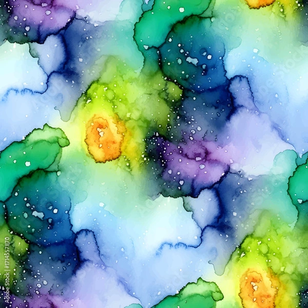 Fototapeta Seamless Galaxy Pattern | Abstract Watercolor Space Design