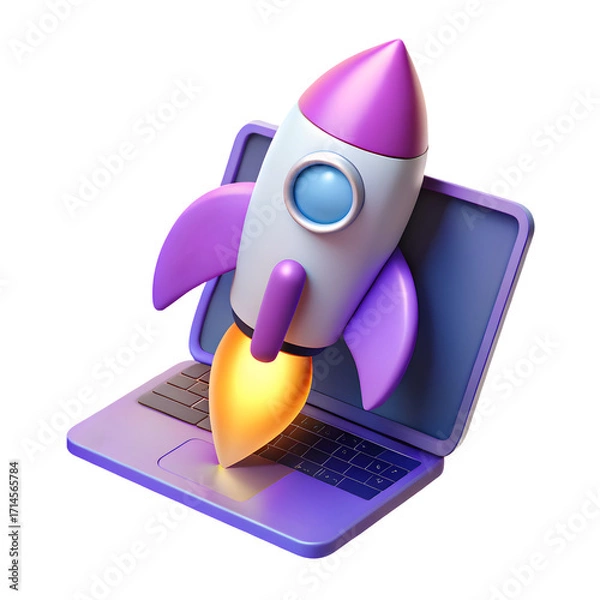 Obraz Boosting 3D Rocket in transparent background