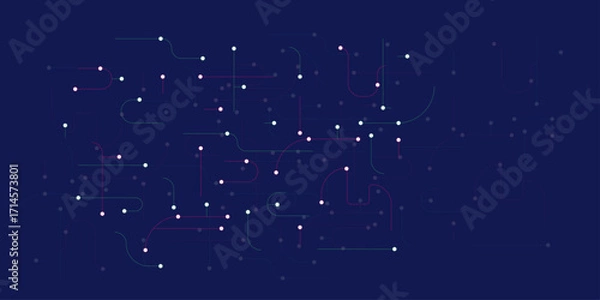 Fototapeta Abstract lines technology on blue background | Futuristic Abstract Electronic Circuit Connection Technology Background | High Tech Computer with Science and Technology | Vector Illustration