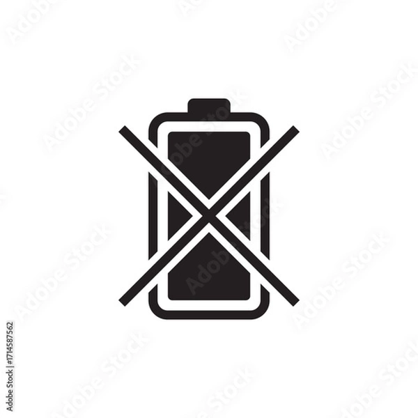 Obraz Battery Error Icon with Cross Out Symbol