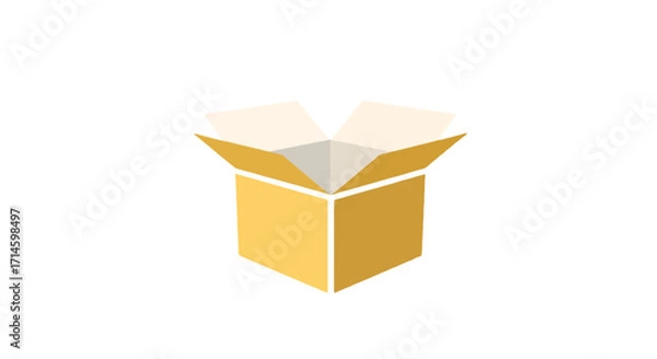 Fototapeta Open Cardboard Box: Simple and Minimalist Packaging Illustration