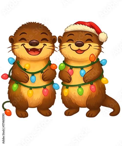 Fototapeta Otter Festive Duo