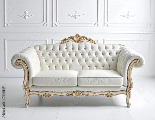 Fototapeta Elegant white sofa in a lavish room