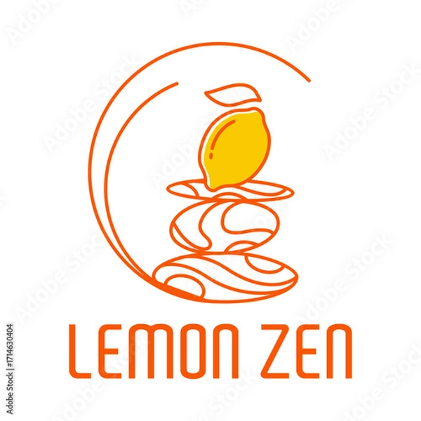 Fototapeta lemon zen wellness flat minimalist logo design