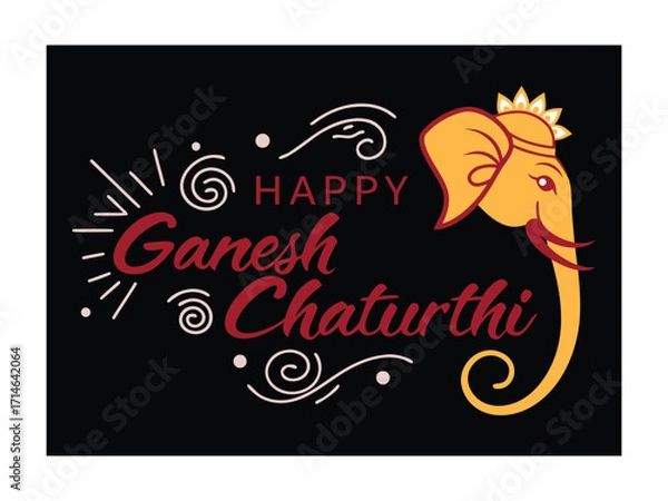 Fototapeta Festive Typography Design with the Words Happy Ganesh