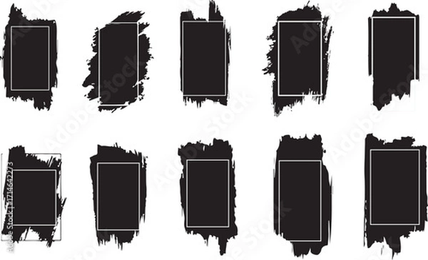 Obraz Grunge Rectangle Frames Collection, Abstract Paint Stroke Frame Bundle for Poster and Social Media Design