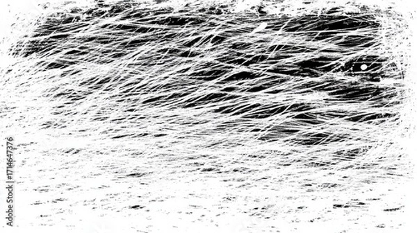 Fototapeta White lines are creating an abstract scrawl sketch texture over a black background