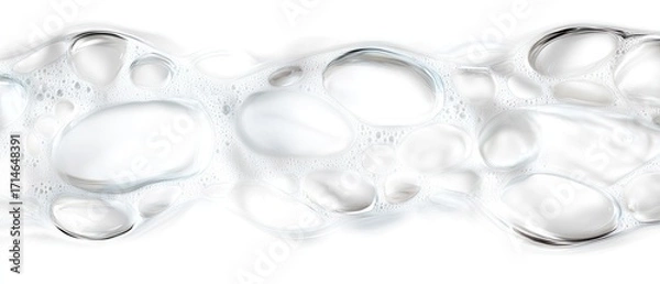 Fototapeta Soap bubbles forming white soapy foam, highlighting cleansing and purity visual concept