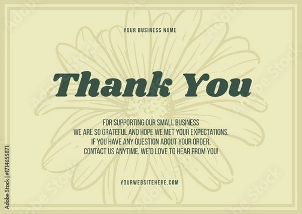 Fototapeta Greeting card template design, thank you card with floral background, thank you card. Part 117 190925