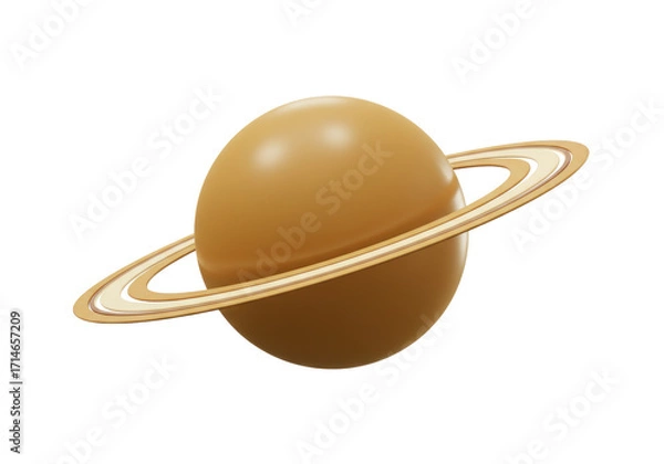 Fototapeta Isolated planetary object Saturn with rings orbiting the gaseous cosmic sphere planet