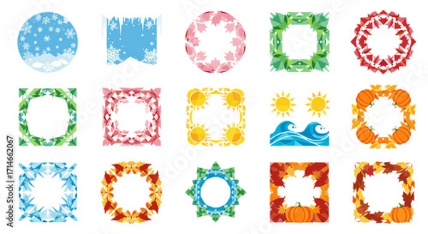 Fototapeta Collection of seasonal frames representing winter spring summer and autumn