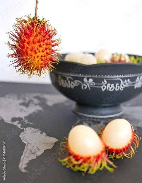 Obraz Rambutan fruit in bowl