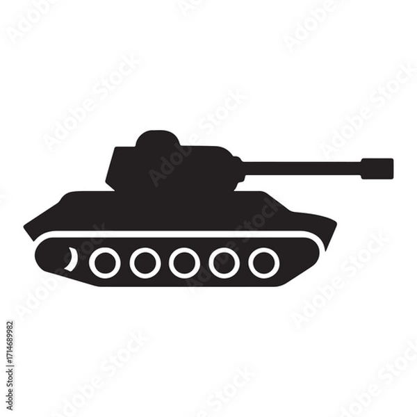 Fototapeta Vector art of silhouette of a tank, a powerful military vehicle