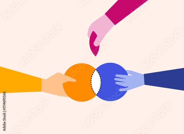 Obraz A hand taking away partnership shared middle portion, concept illustration