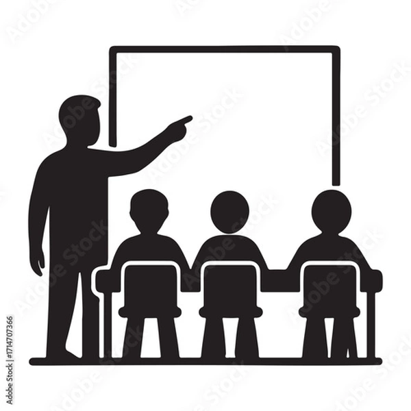 Fototapeta Vector art of teacher lecturing students in classroom