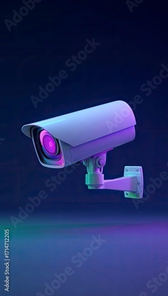 Fototapeta Modern Security Camera, Purple Lighting