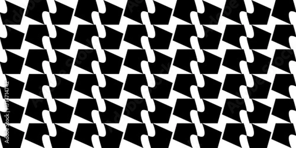 Fototapeta Seamless geometric pattern. Black and white background. Vector illustration.