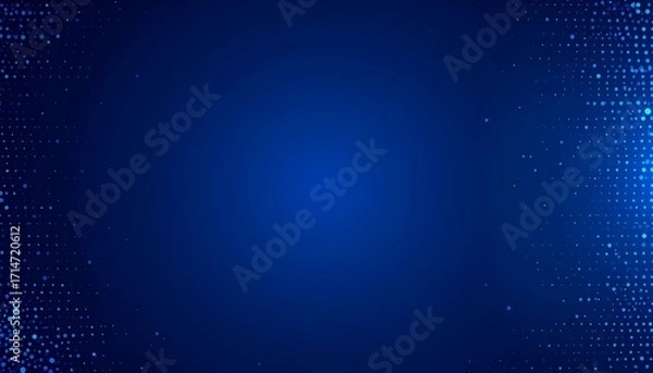 Fototapeta Dark blue and glow particle abstract background, template for design, banner, copy space