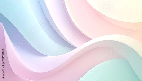 Fototapeta Geometric 3d smooth pastel shapes, abstract background with light colour palette