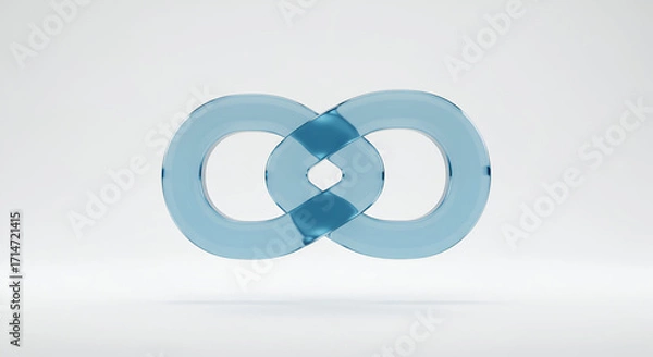 Obraz A sleek, translucent blue infinity symbol rendered in 3D, symbolizing endless connection and modern digital concepts.