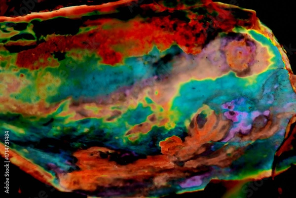 Fototapeta Neon abstract digital art with radiant red, blue, pink, and green hues. Bold textures create a striking modern design perfect for vibrant wall decoration.