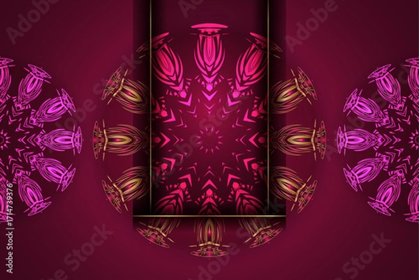 Fototapeta Ornamental golden crown with circular mandala patterns and symmetrical reflective design