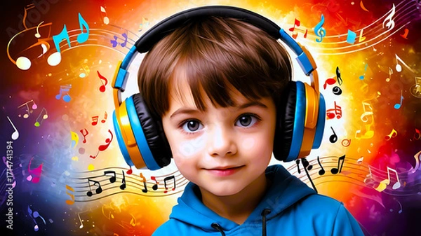 Obraz Child in music background	