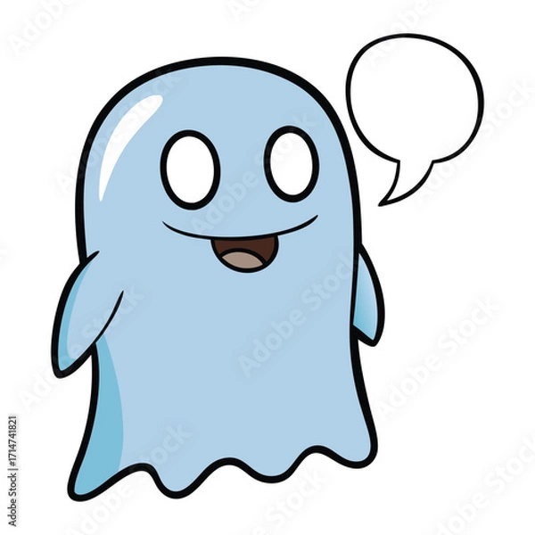 Fototapeta Friendly ghost with speech bubble