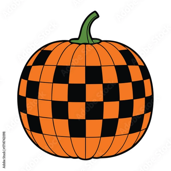 Fototapeta Retro checkered pattern pumpkin graphic