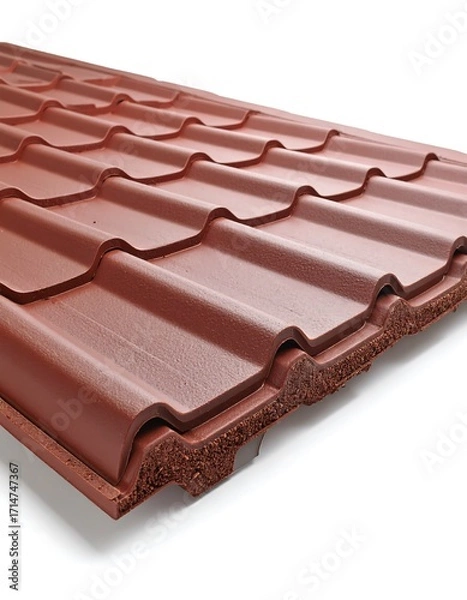 Fototapeta Red corrugated roofing panel