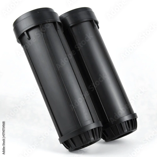Fototapeta Two black cylindrical containers