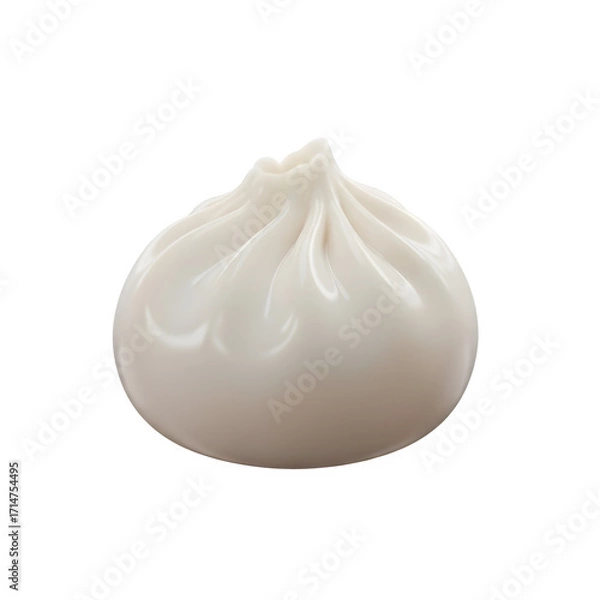 Fototapeta Closeup of a single steamed bun isolated on transparent background, showcasing its texture, 3d dumpling