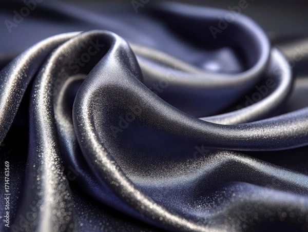 Fototapeta Elegant Dark Satin Fabric with Smooth Ripples and Subtle Shine