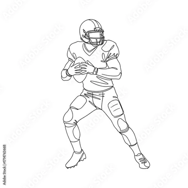 Obraz Football player preparing to throw the ball in sketch style  