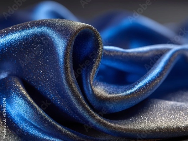 Fototapeta Striking Blue Satin Fabric with Shimmering Shine and Soft Texture