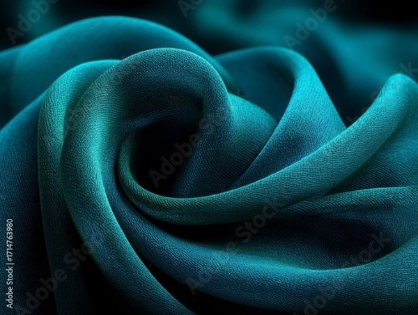 Fototapeta Elegant Teal Fabric Texture with Soft Flowing Movement Design