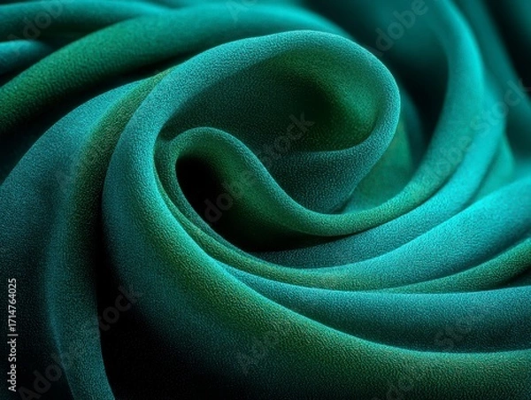 Fototapeta Soft Flowing Fabric in Shades of Blue and Green for Textiles