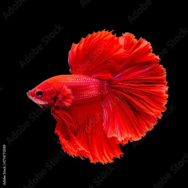 Fototapeta Vibrant red betta fish