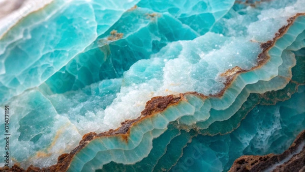 Obraz Natural Turquoise Mineral with Rough Edges, Raw Blue Crystal Geode Texture