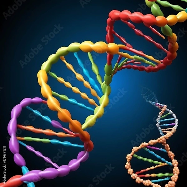 Fototapeta DNA double helix, a complex molecule that carries genetic information.